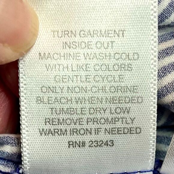 7th Avenue New York & Company Stripe Peasant 3/4 Sleeve Off The Shoulder Blouse - Picture 10 of 10